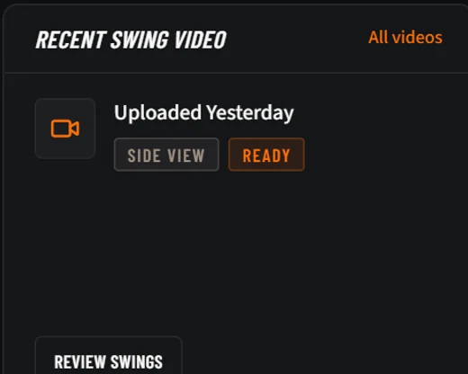 Recent swing video on the CoachBass Today screen